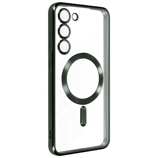 MagSafe fodral till Samsung S23 - AVIZAR - Transparent / Grön - Magnetisk ring - Integrerat kameraskydd Grön