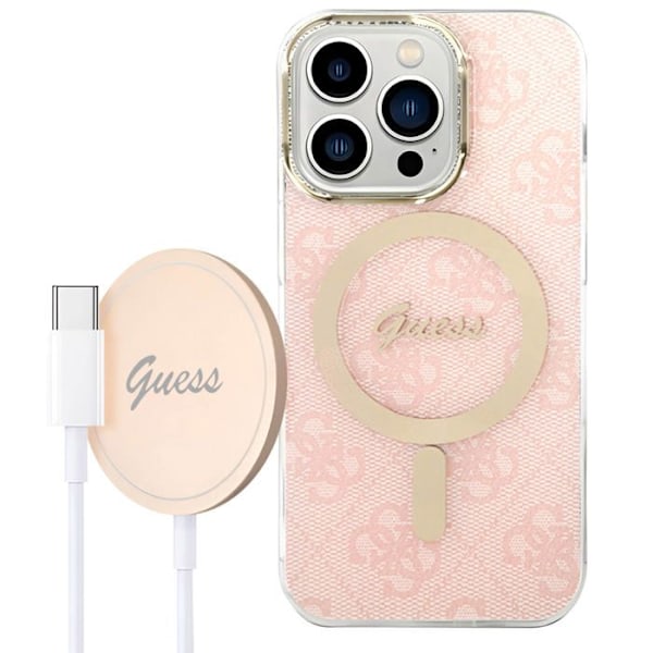 iPhone 14 Pro -kuori ja MagSafe 15W -laturi - Guess - Vaaleanpunainen