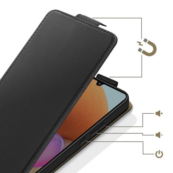 Vertikal Magnetisk Klapetui til Galaxy A32 4G med Kortlomme Sort