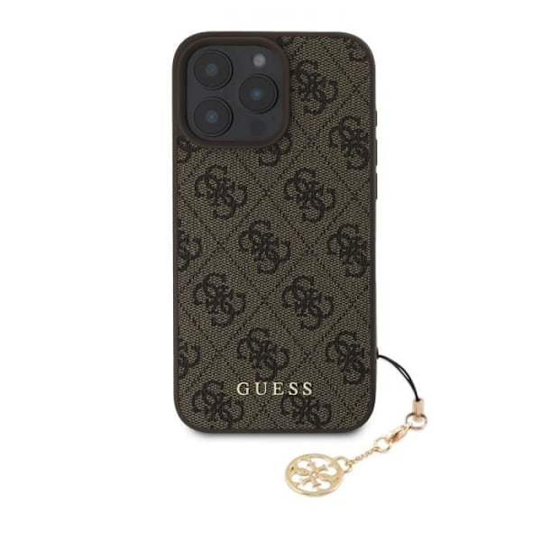 Coque bagtil iPhone 16 Pro Max med 4G print fra Guess i brun kastanj