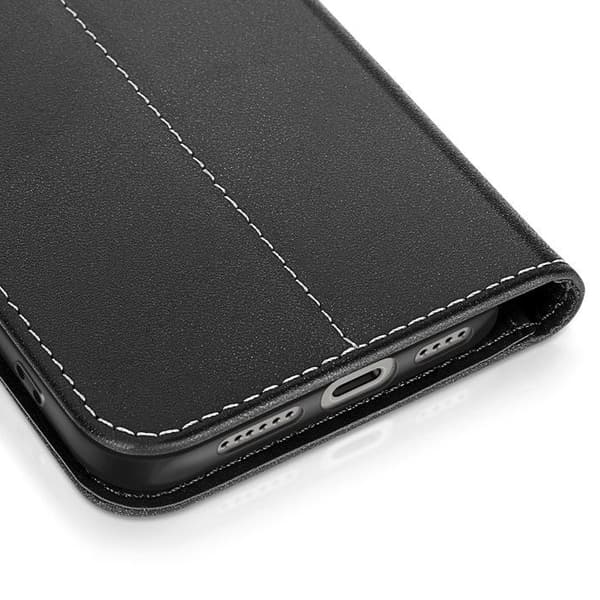 Pungetui - AVIZAR - iPhone 16 Pro Max - Premium Læder - Standfunktion - Sort Svart