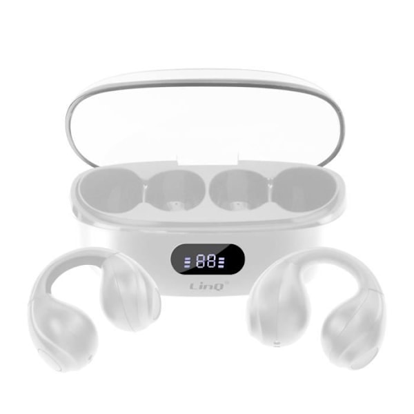 Bluetooth-hörlurar - LINQ - Luftledning - Clip-on-design - Batteritid 4h - Svettresistenta Vit