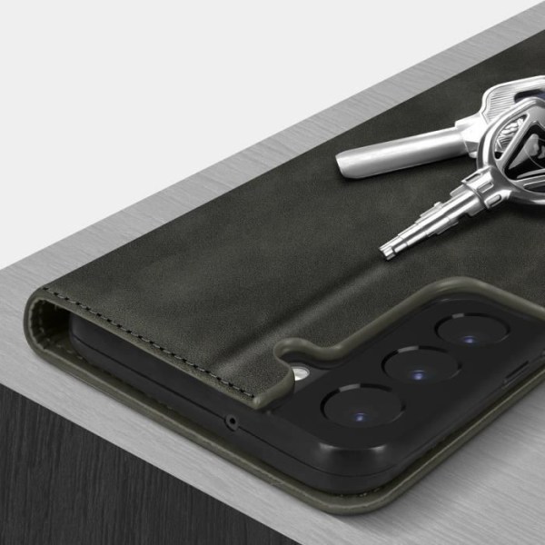 Samsung Galaxy S22 Plus Folio-etui - AVIZAR - Grå - Kortholder i imiteret ruskind - Stiv - Flap grå