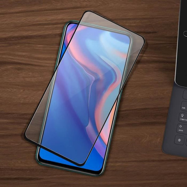 Skyddande film - AVIZAR - Huawei P Smart Z / Y9 Prime 2019 - Härdat glas 9H - Avfasad - Svart Svart