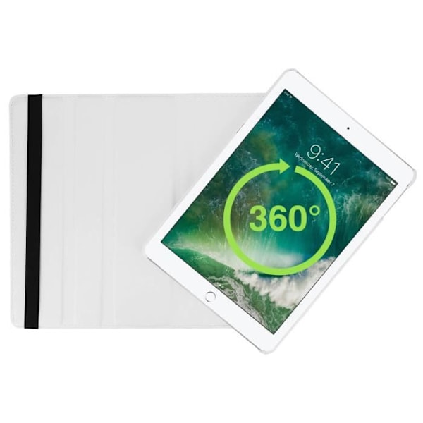 Etui folio - Apple - iPad 9.7 (2017) - Vridbart stöd 360° - Ekologiskt läder - Heltäckande skydd Vit