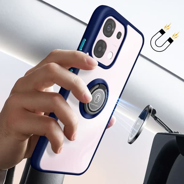 Skal för Oppo A6 Pro med magnetring, frostad finish, blå Blå