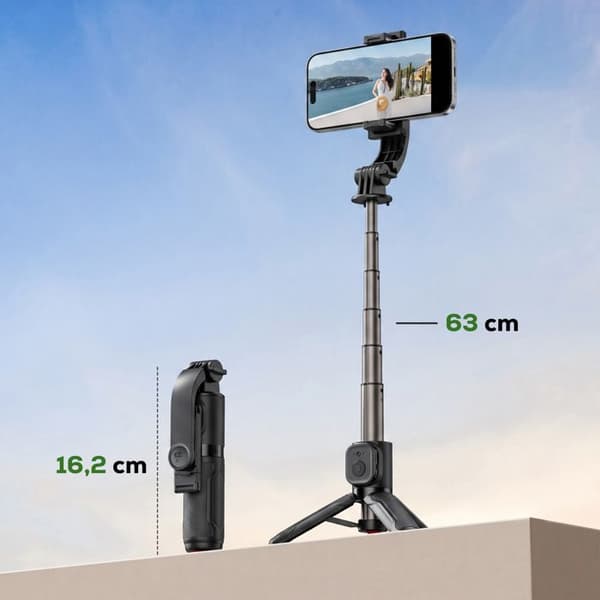 Perche Selfie Trådlös Bluetooth Utsträckbar 63 cm Automatisk Öppning Acefast Svart