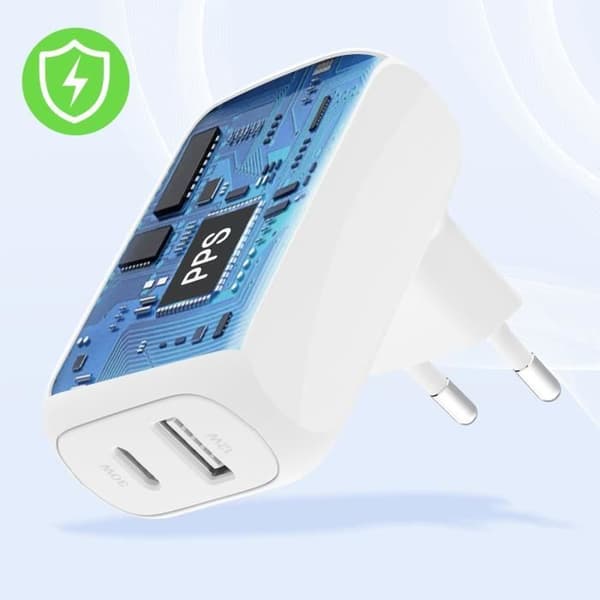 Strømadapter - Belkin - BoostCharge - USB-C Power Delivery 30W - USB 12W - Kompakt og let Vit