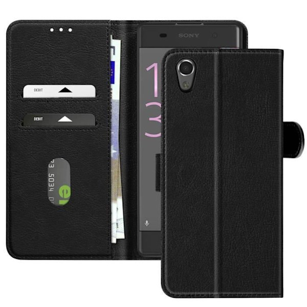Sony Xperia XA - Klapilompakkoholkki ja Videotuki Musta Svart