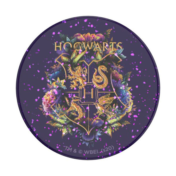 Pop Grip för smartphones Standarddesign Hogwarts Blommig Glitter PopSockets Vit Lila