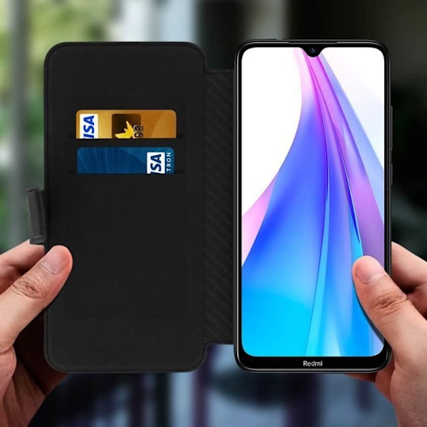 Housse - X-DORIA - Xiaomi Redmi Note 8T / 8 - Ekologiskt läder - Videostöd - Magnetisk Svart