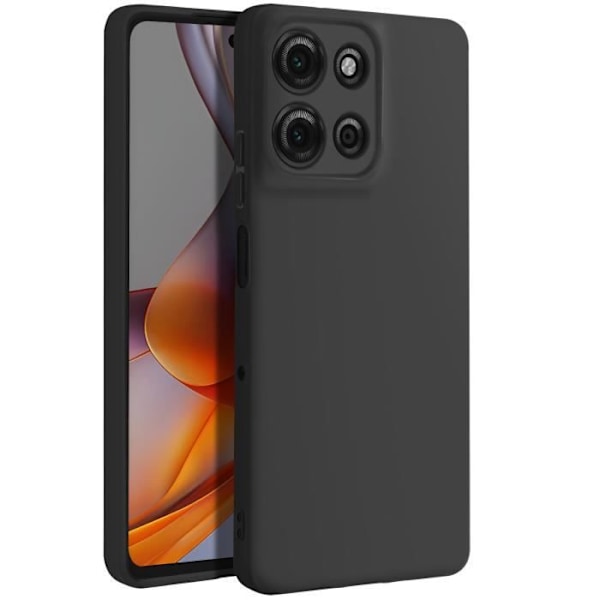 Siliconeblød mat sort taske til Motorola Moto G75 Svart