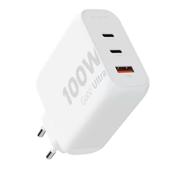 Laturi - Xtorm - GaN² 100W - 2 USB C - USB Quick Charge - Kompakti Valkoinen Vit