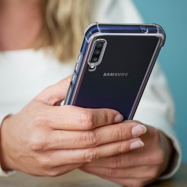 Beskyttelsespakke - AVIZAR - Galaxy A70 - Blødt etui - 9H hærdet glasfilm - 360° beskyttelse Klar vit