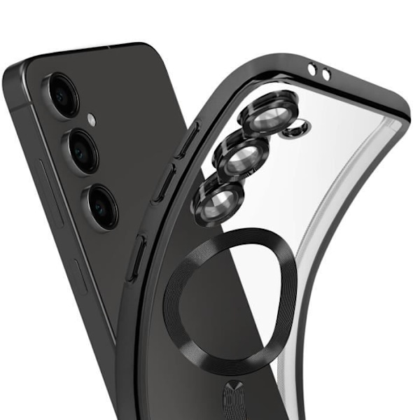 Coque MagSafe för Samsung Galaxy S24 FE Silikon Kontur Kromad Svart Svart