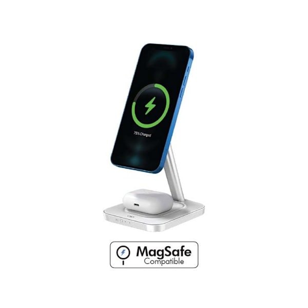 Induktionsladdare - Force Power - 3 i 1 - MagSafe-kompatibel - 15W - Vit Vit