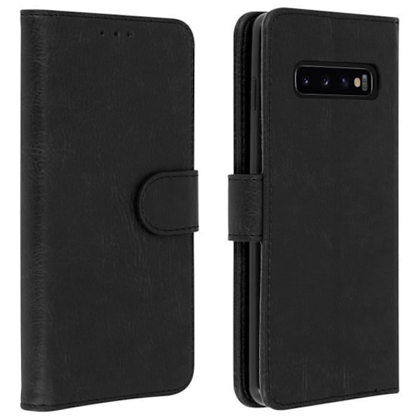Smartphone cover - AVIZAR - Samsung Galaxy S10 - Wallet case - Silicone gel - Video stand Svart