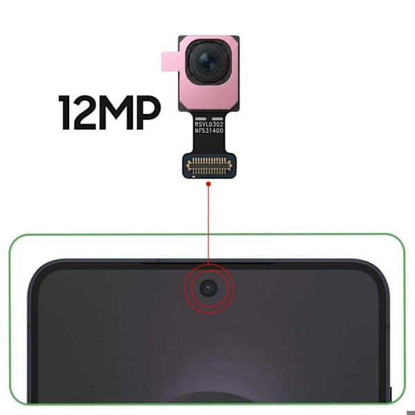 Erstatnings Frontkamera 12MP til Galaxy S25 Edge Service Pack Samsung Sort Svart