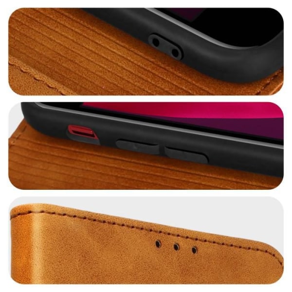 iPhone SE 2020, 8 ja 7 Case Suede Effect Lompakkoteline Video Forcell ruskea kastanj