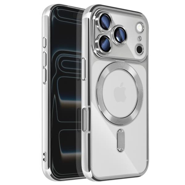 MagSafe-fodral - AVIZAR - iPhone 17 Pro Max - Kromad Silver - Elegant Skydd - Transparent Design Grå