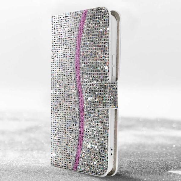 Fodral för Samsung Galaxy A34 5G Glitter Disco Wallet Video Support Silver