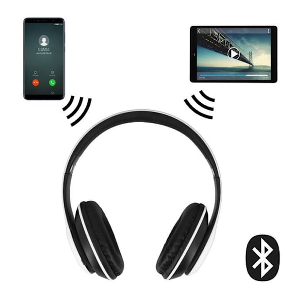 Kuulokkeet - P15 - Langaton Bluetooth 4.0 - 3,5 mm jakki - FM-radio - Micro-SD Vit
