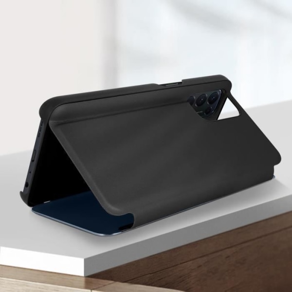Cover - AVIZAR - Oppo Find X3 Lite - Gennemskinnelig flap - Spejleffekt - Videounderstøttelse Svart