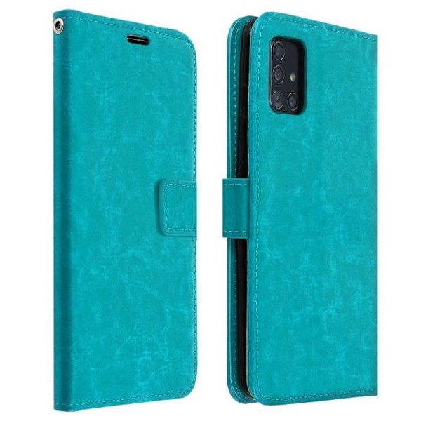 Hus för Samsung Galaxy A51 - AVIZAR - Vintage blå - Mjuk - Magnetisk - Videostativ Blå