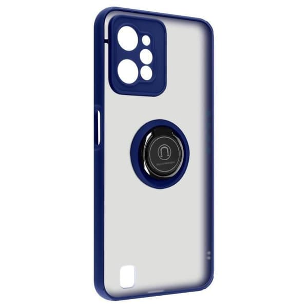 Coque Realme C31 Prime - AVIZAR - Bi-material - Metallring - Videostöd - Blå