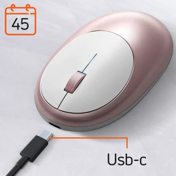 Souris Bluetooth Ergonominen Suunnittelu Lataus USB-C M1 Satechi Rose Kulta Rosa