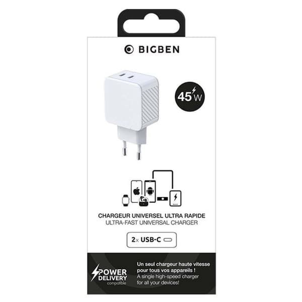 Laddare - BIGBEN CONNECTED - BigBen Connected - 45W - 2x USB-C - GaN Vit Vit