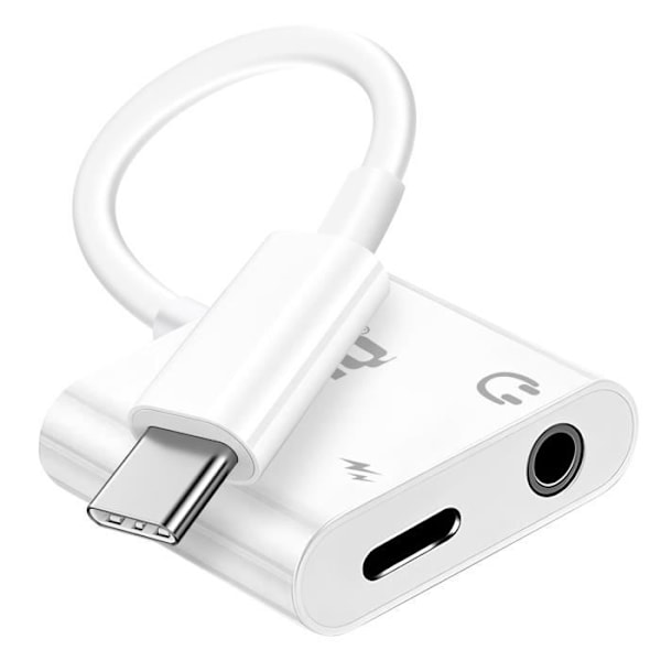 LinQ USB C Power Delivery og 3,5 mm Audio Jack Charging Adapter Hvid