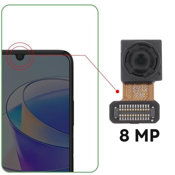 Frontkamera för Honor X7a 8MP Selfie Sensor Svart Svart