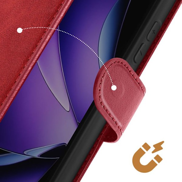 Oppo Reno 13 F ja 13 FS kotelo, jossa hihna, läppä, tuki, lompakko, Bordeaux Röd