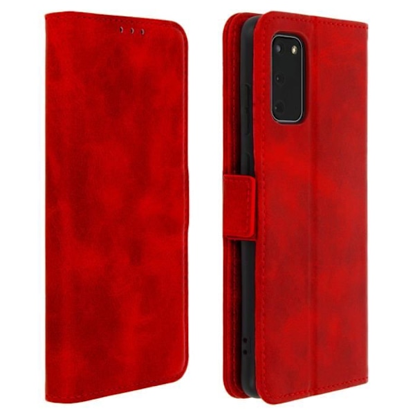 Hus för Samsung Galaxy S20 - AVIZAR - Röd Foliofodral -Kortficka - Stödfunktion - Mjukskal Röd