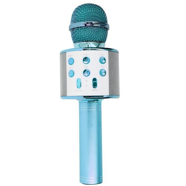 Mikro Karaoke Bluetooth Högtalare Inbyggd Flerfunktionella Knappar Ljusblå Blå