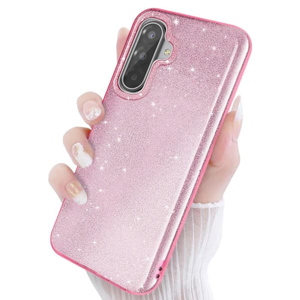 Cover til Galaxy A17 Bi-Materiale Design og Glitrende Rosa Rosa