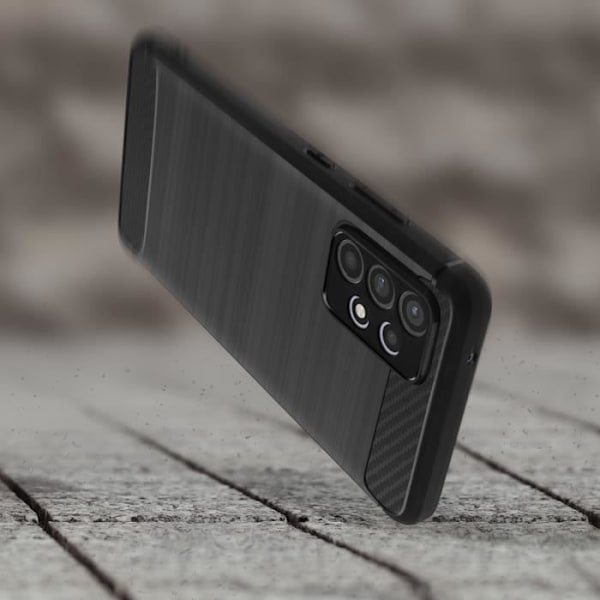 Skyddsskal - Samsung - Galaxy A52, A52 5G, A52S - Silikon - förstärkta hörn - Borstad effekt Svart
