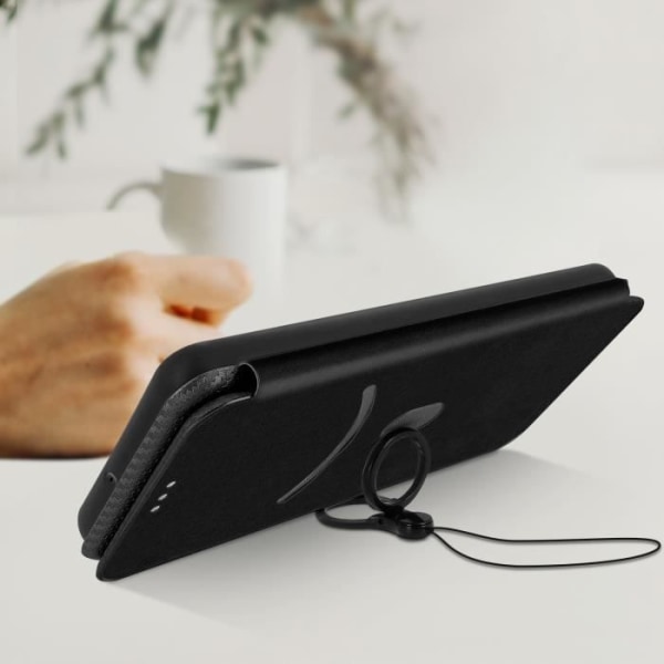 Skal för Samsung A52 och A52s Flip-korthållare Handledsrem Svart koleffekt Svart