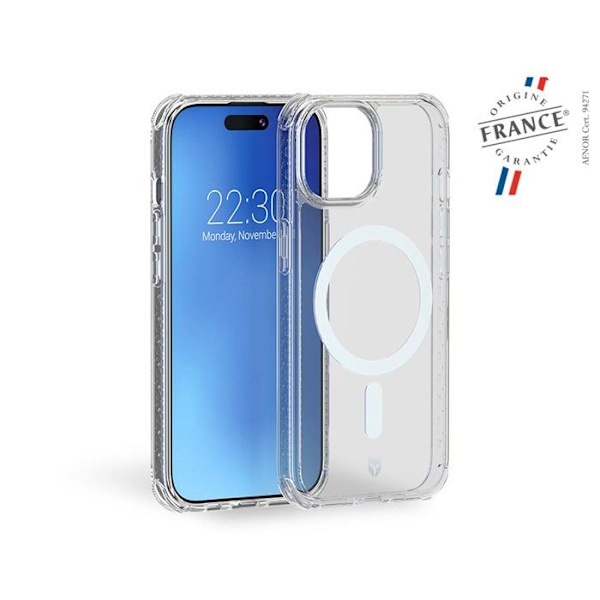 MagSafe-yhteensopiva AIR-vahvistettu kotelo iPhone 15 Plus Force Case -läpinäkyvälle Transparent