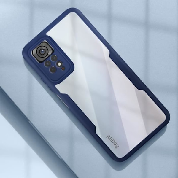 AVIZAR 360° beskyttende etui til Xiaomi Redmi Note 11 og 11s - Hård bagside og blød front - Midnatsblå Blå