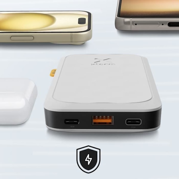 Batteri Extern - XTORM - Fuel Series 5 - 10000mAh - 20W - 2x USB-C + USB - LED-skärm Vit