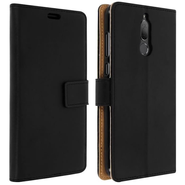Etui til Huawei Mate 10 Lite - AVIZAR - Klapportefølje - Silikone Gel - Sort - Med støttefunktion Svart