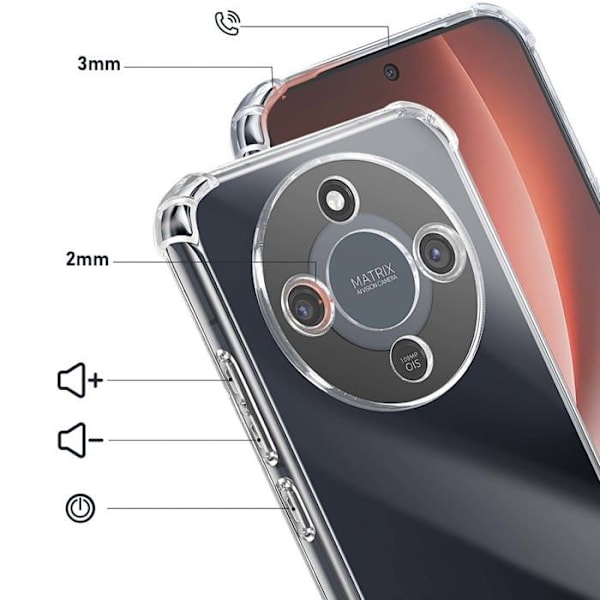 Siliconfodral för Honor Magic 8 Lite med förstärkta hörn, transparent Vit