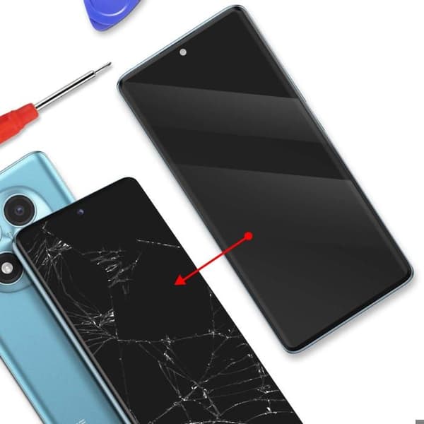 Fuld AMOLED-skærm til Redmi Note 14 Pro 4G med berøringsglas og sort/blå chassis Svart blå