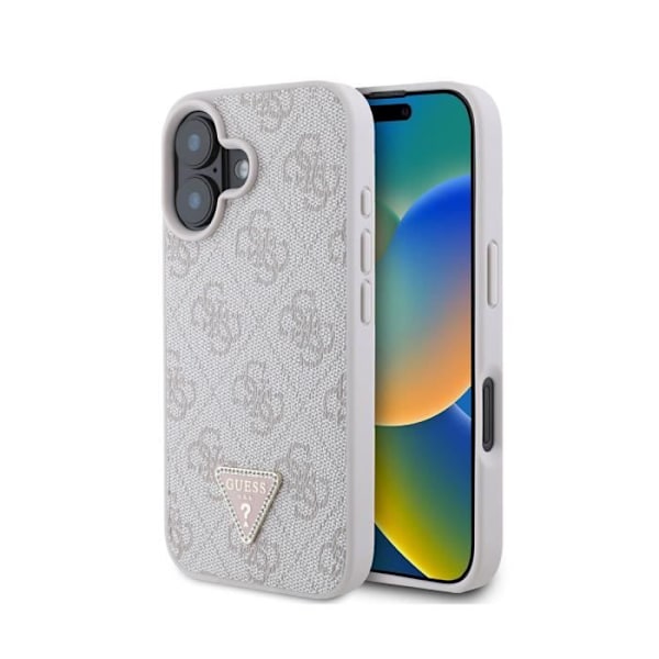Coque för Apple iPhone 16 Edition 4G Strass Triangel Metalliserad Guess Vit / Champagne Rosa