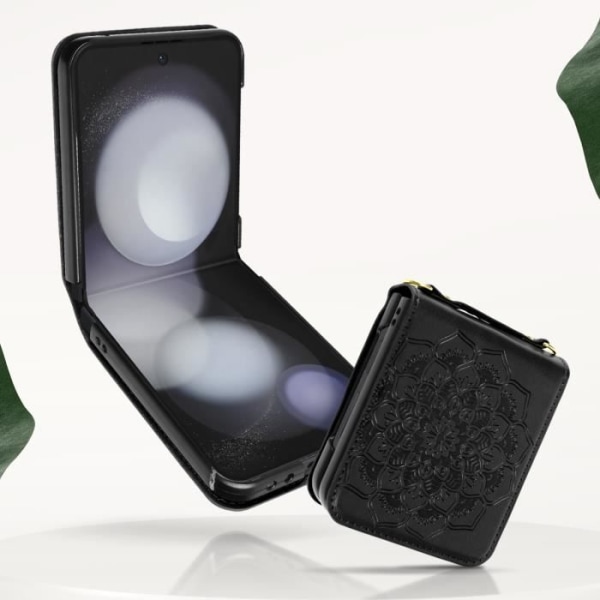 Fodral som är kompatibelt med Samsung Galaxy Z Flip 5 Mandala Flower Black Cover