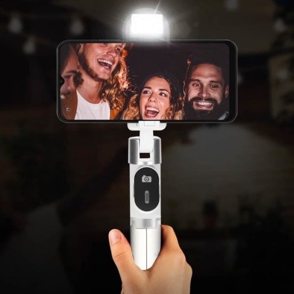 Bluetooth Selfie Stick med stativfunktion LinQ trådløs fjernbetjening Hvid Hvid