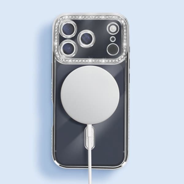 Cover til iPhone 17 Pro Max - AVIZAR - MagSafe - Sølvstrassé Form - Stødbeskyttelse - Elegant Grå