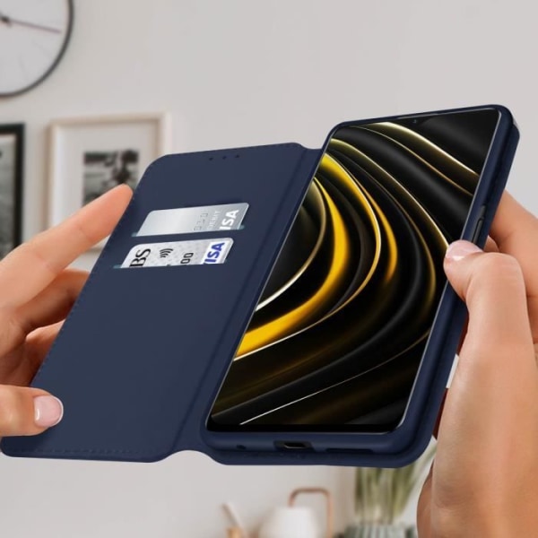 AVIZAR Fodral till Xiaomi Poco M3 - Folio plånboksfodral Stativ Funktion Blå blå